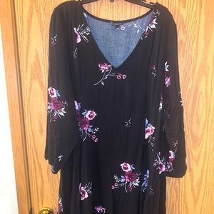Torrid black dress with purple flowers.